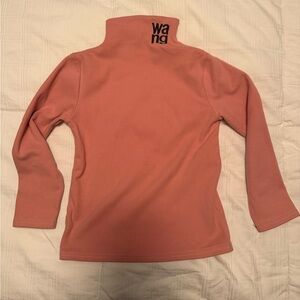 Alexander Wang Pink High Neck Fleece Top with Logo Detail